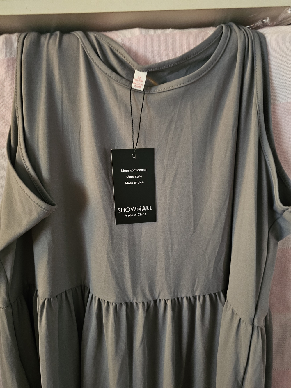 Women's Midi Dress in Gray - Cold Shoulder Style